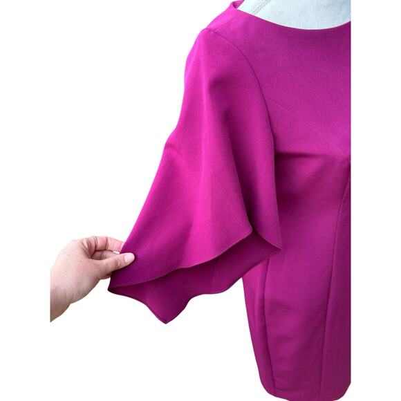 New NWT Milly Mila Cady Butterfly Sleeve Keyhole Knee Length Dress - Berry - 2 - Picture 4 of 11